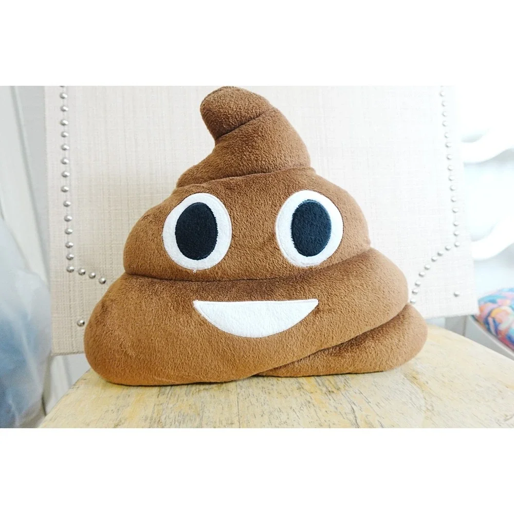 Pile of Poo Emoji‎ Throw Pillow - Poop Face Stuffed Plush Toy - Smiley Plushie